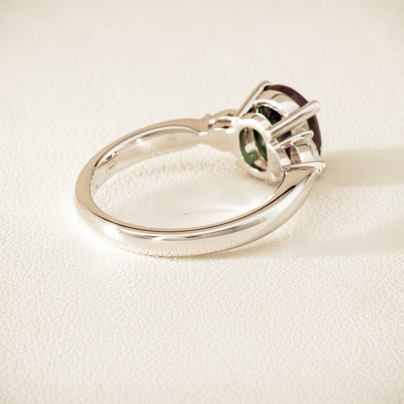18ct White Gold 2.61ct Green Sapphire & Diamond Ayla Ring - Ring - Walker & Hall