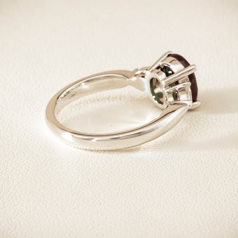 18ct White Gold 2.61ct Green Sapphire & Diamond Ayla Ring - Ring - Walker & Hall