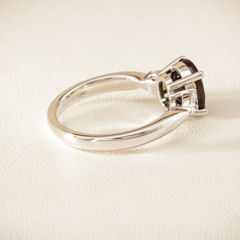 18ct White Gold 2.61ct Green Sapphire & Diamond Ayla Ring - Ring - Walker & Hall