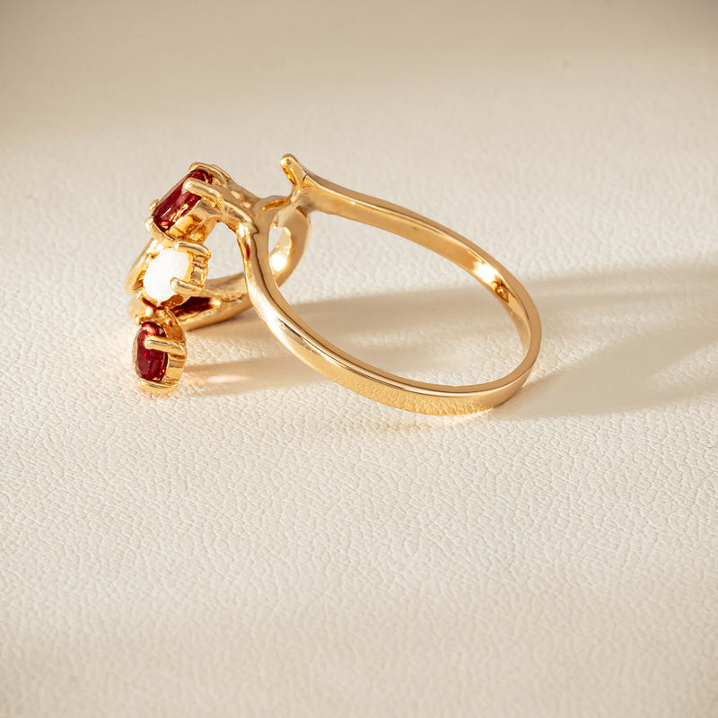 Deja Vu 9ct Yellow Gold Garnet & Opal Ring - Ring - Walker & Hall