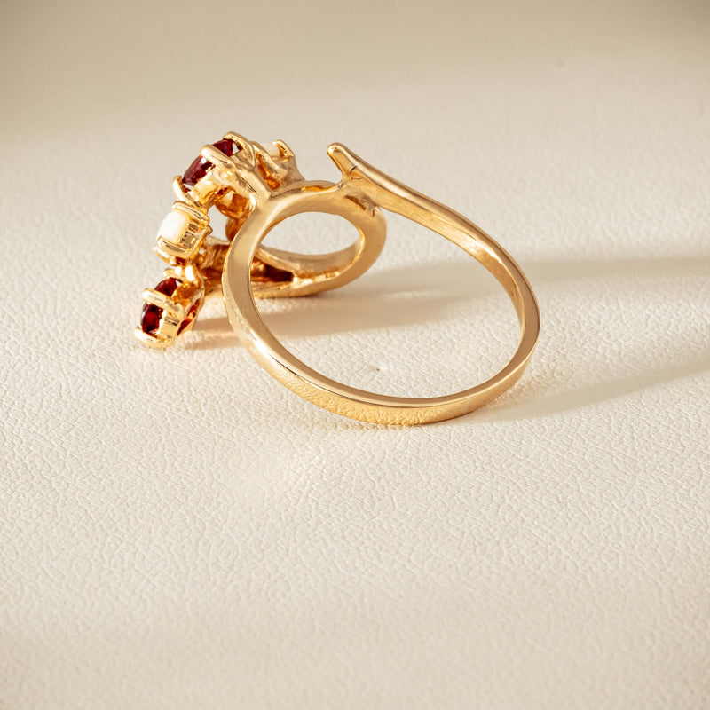 Deja Vu 9ct Yellow Gold Garnet & Opal Ring - Ring - Walker & Hall