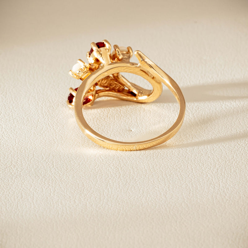 Deja Vu 9ct Yellow Gold Garnet & Opal Ring - Ring - Walker & Hall