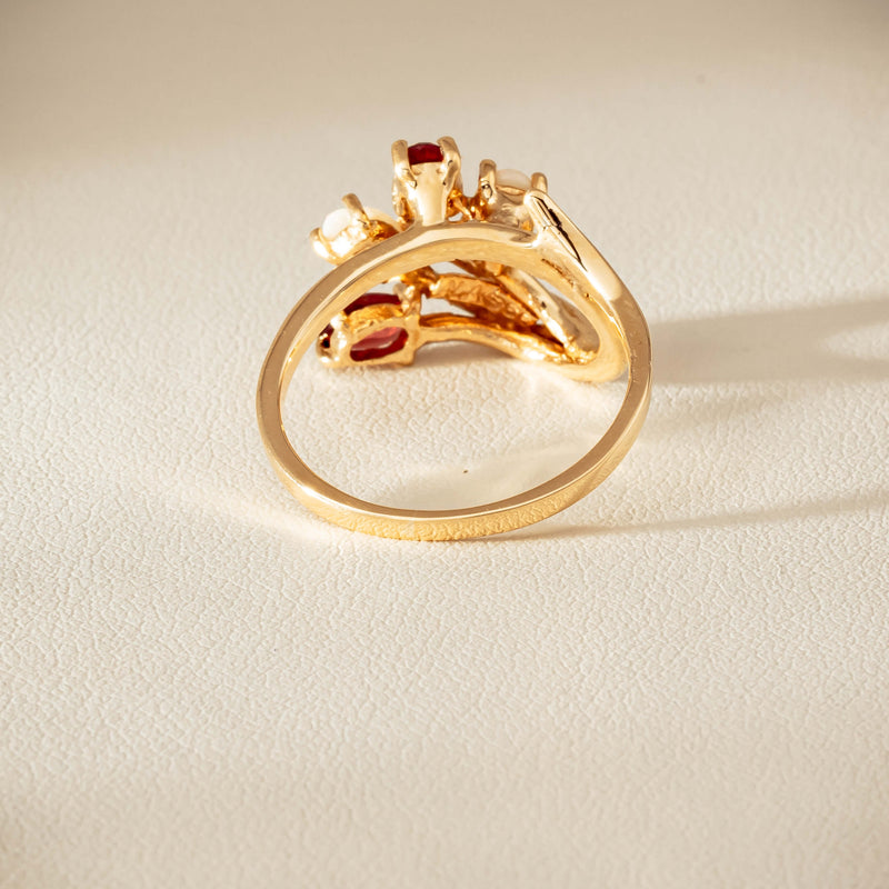 Deja Vu 9ct Yellow Gold Garnet & Opal Ring - Ring - Walker & Hall