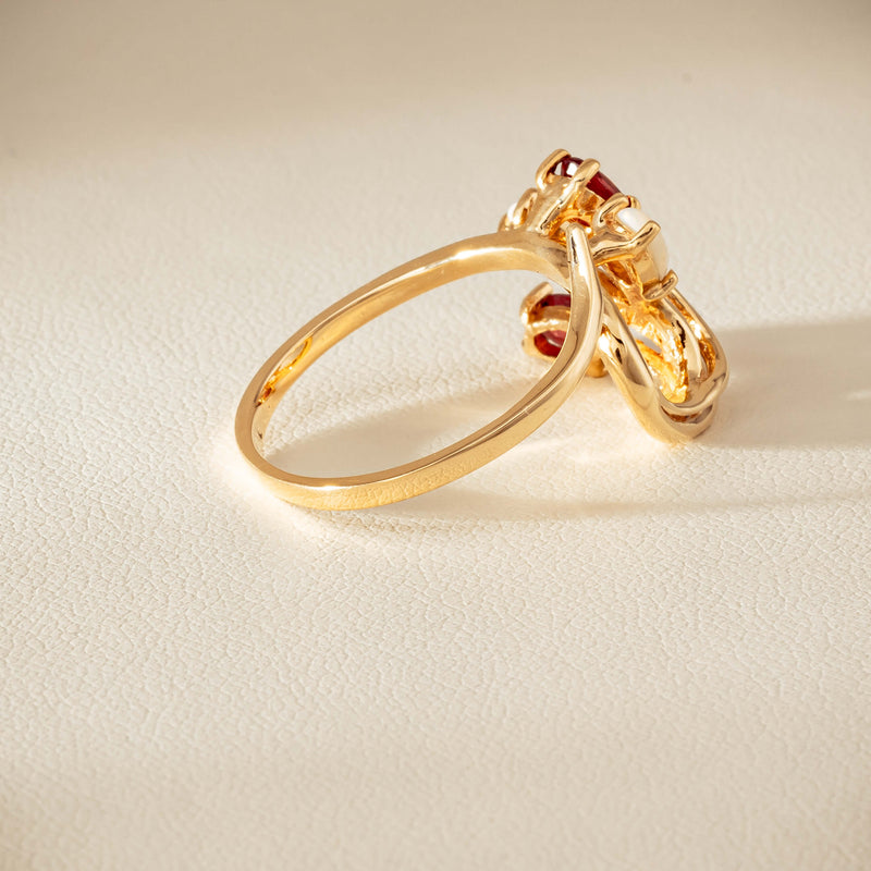 Deja Vu 9ct Yellow Gold Garnet & Opal Ring - Ring - Walker & Hall