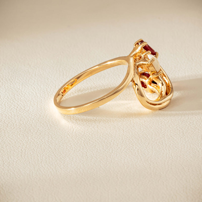 Deja Vu 9ct Yellow Gold Garnet & Opal Ring - Ring - Walker & Hall