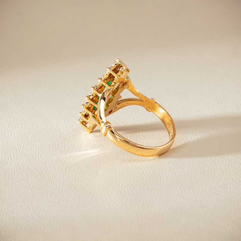 Deja Vu 18ct Yellow Gold Emerald & Diamond Cluster Ring - Ring - Walker & Hall