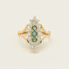Deja Vu 18ct Yellow Gold Emerald & Diamond Cluster Ring - Ring - Walker & Hall