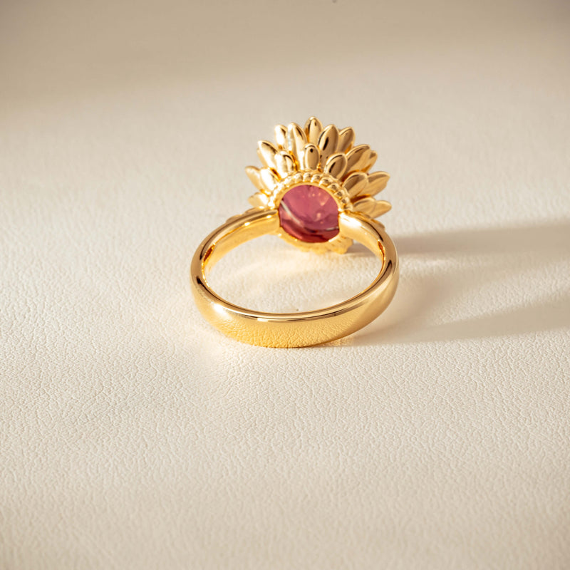 18ct Yellow Gold 5.32ct Pink Tourmaline Protea Ring - Ring - Walker & Hall