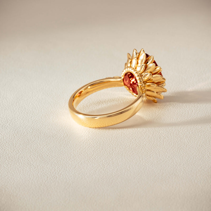 18ct Yellow Gold 5.32ct Pink Tourmaline Protea Ring - Ring - Walker & Hall