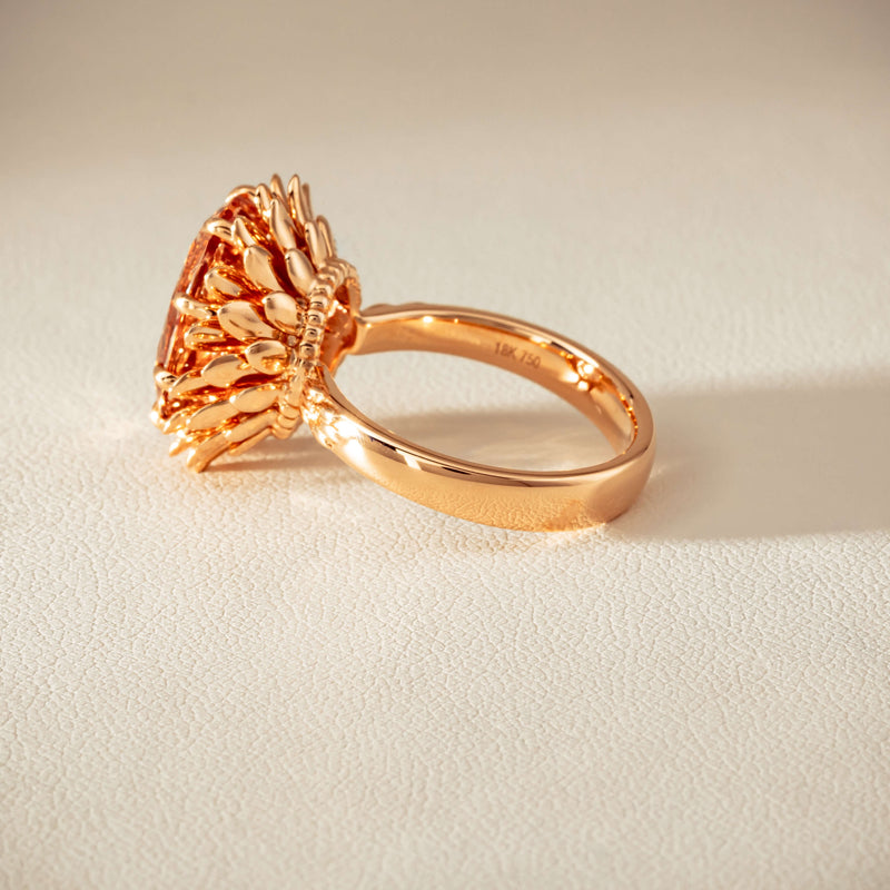 18ct Rose Gold 7.49ct Morganite Protea Ring - Ring - Walker & Hall