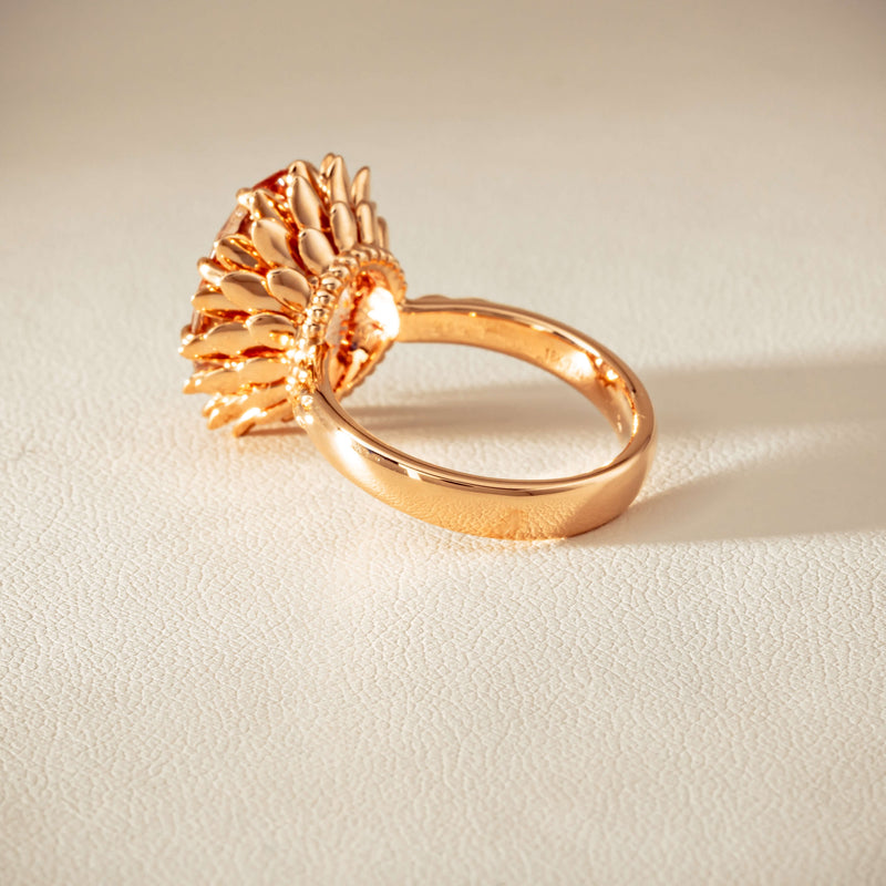 18ct Rose Gold 7.49ct Morganite Protea Ring - Ring - Walker & Hall