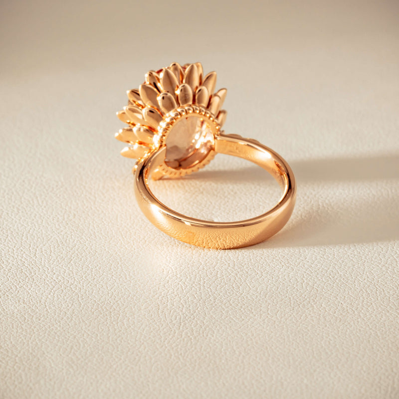 18ct Rose Gold 7.49ct Morganite Protea Ring - Ring - Walker & Hall