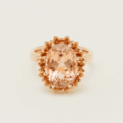 18ct Rose Gold 7.49ct Morganite Protea Ring - Ring - Walker & Hall