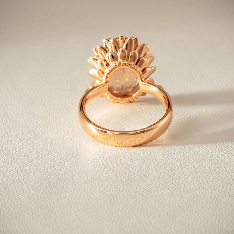 18ct Rose Gold 7.49ct Morganite Protea Ring - Ring - Walker & Hall