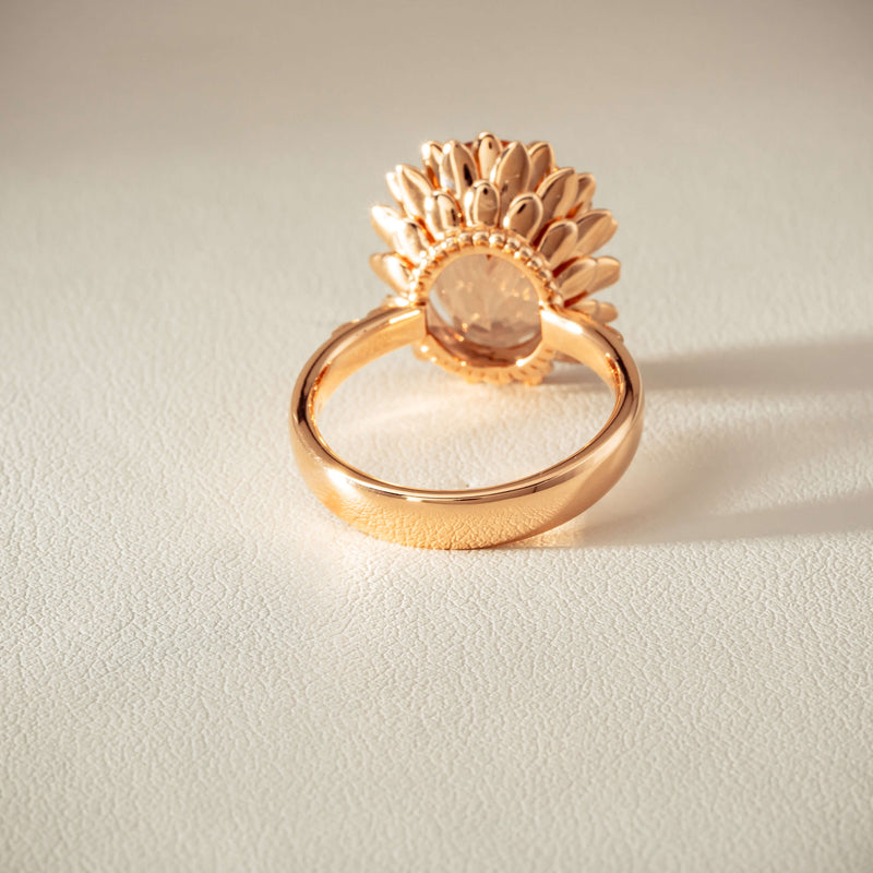 18ct Rose Gold 7.49ct Morganite Protea Ring - Ring - Walker & Hall