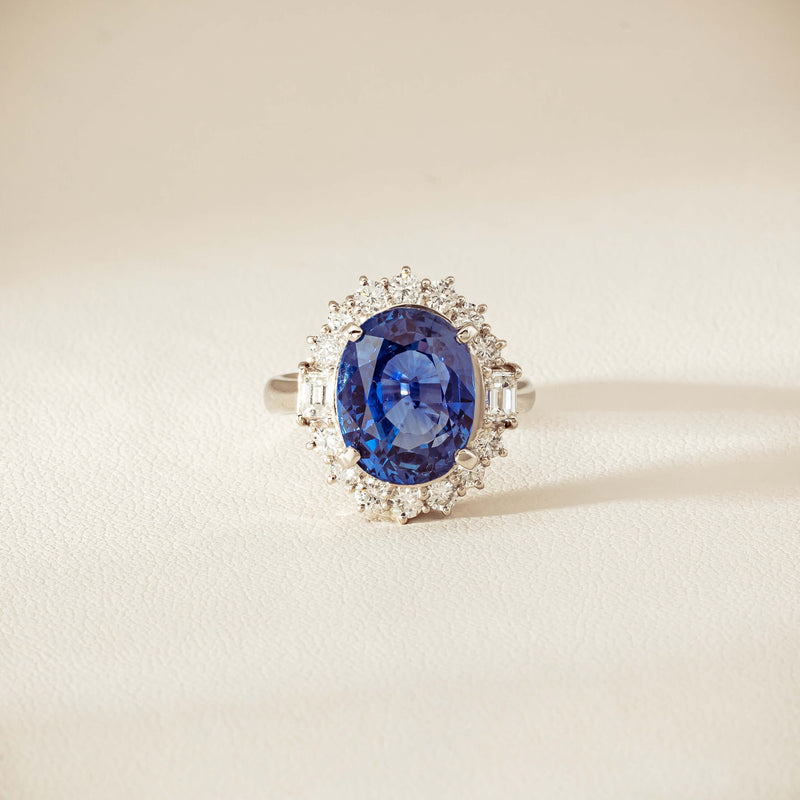 Deja Vu Platinum 7.96ct Sapphire & Diamond Cluster Ring - Ring - Walker & Hall