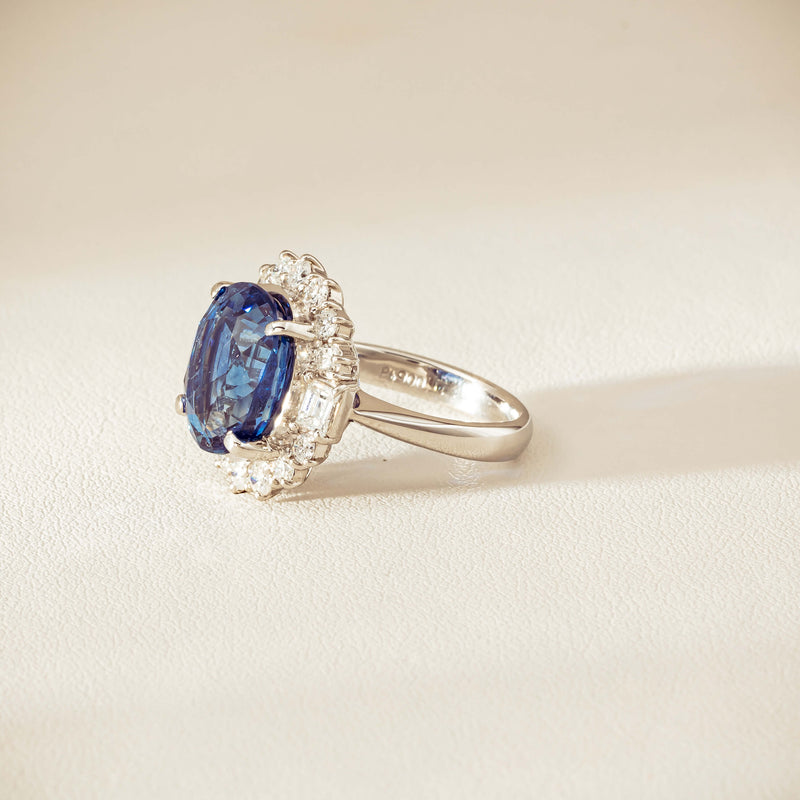 Deja Vu Platinum 7.96ct Sapphire & Diamond Cluster Ring - Ring - Walker & Hall
