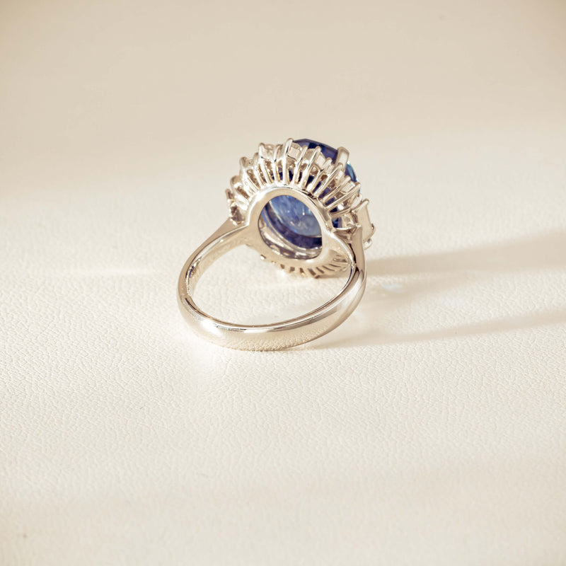 Deja Vu Platinum 7.96ct Sapphire & Diamond Cluster Ring - Ring - Walker & Hall