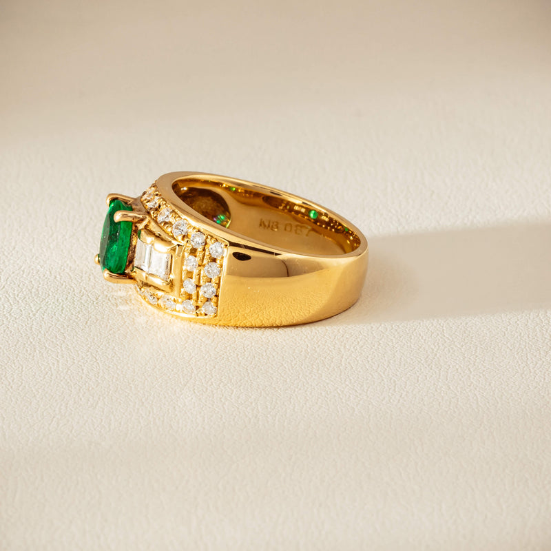 Deja Vu 18ct Yellow Gold .87ct Emerald & Diamond Ring - Ring - Walker & Hall