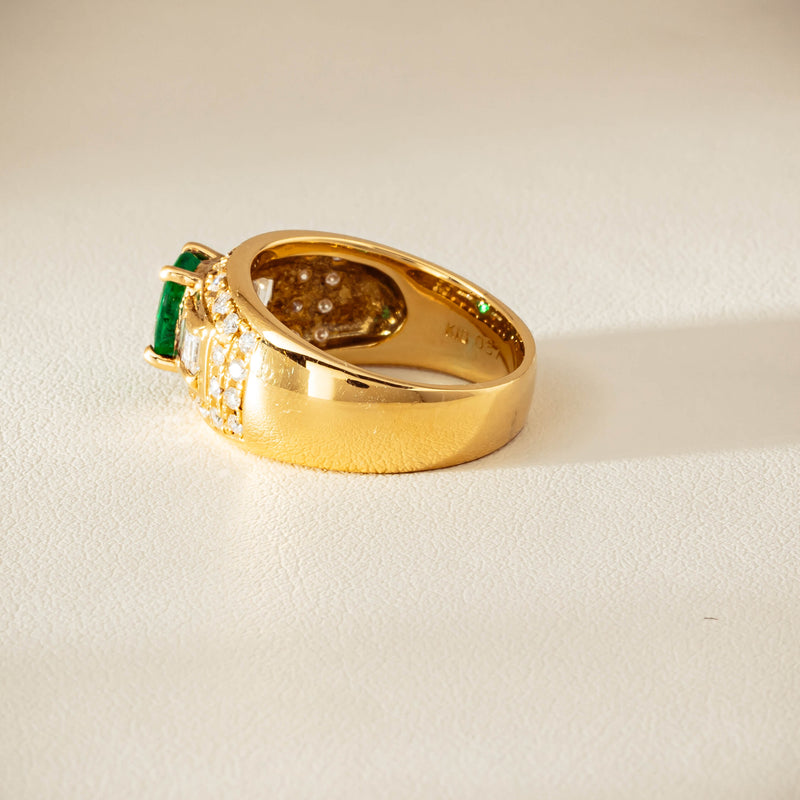 Deja Vu 18ct Yellow Gold .87ct Emerald & Diamond Ring - Ring - Walker & Hall