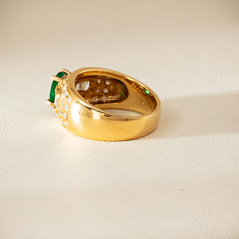 Deja Vu 18ct Yellow Gold .87ct Emerald & Diamond Ring - Ring - Walker & Hall