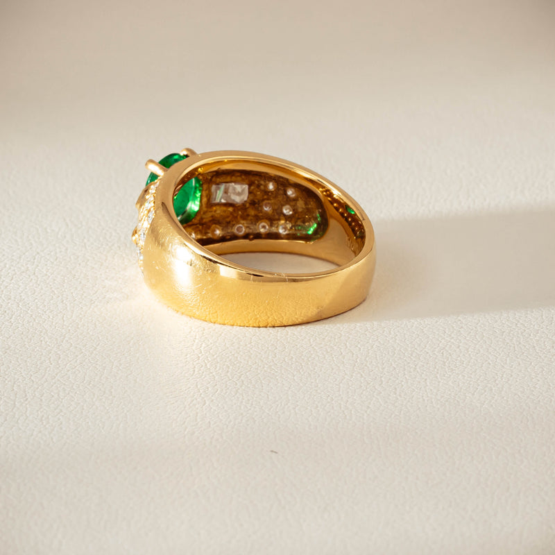 Deja Vu 18ct Yellow Gold .87ct Emerald & Diamond Ring - Ring - Walker & Hall