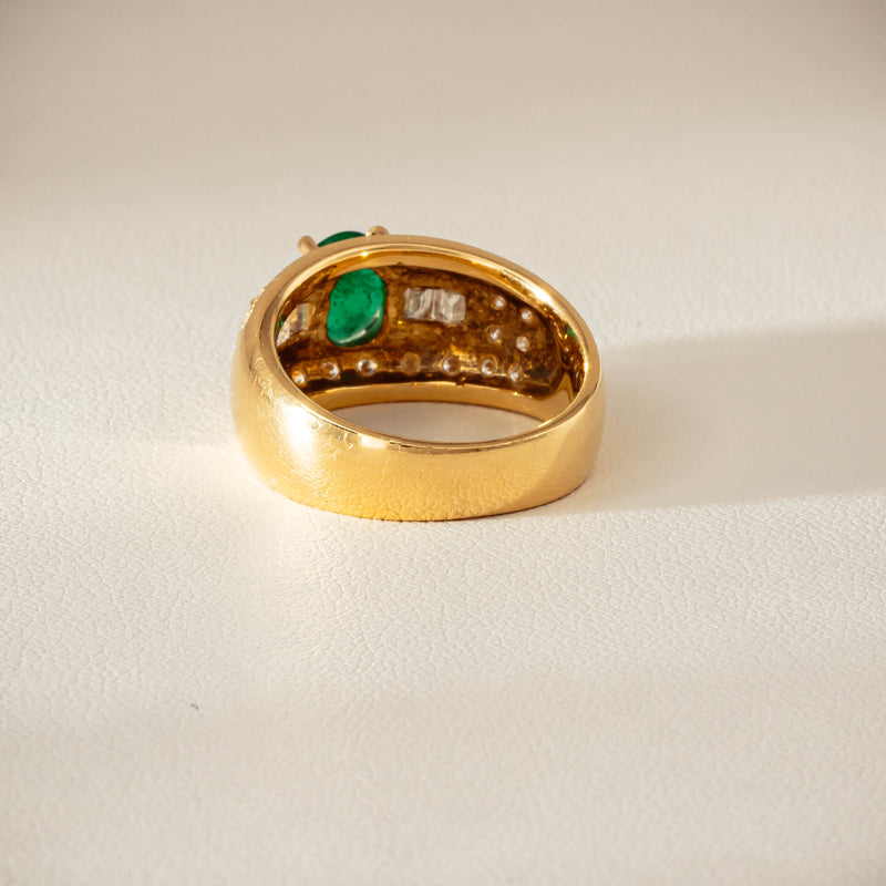 Deja Vu 18ct Yellow Gold .87ct Emerald & Diamond Ring - Ring - Walker & Hall