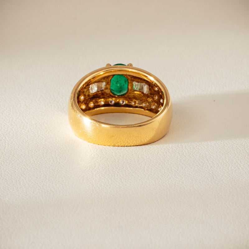 Deja Vu 18ct Yellow Gold .87ct Emerald & Diamond Ring - Ring - Walker & Hall
