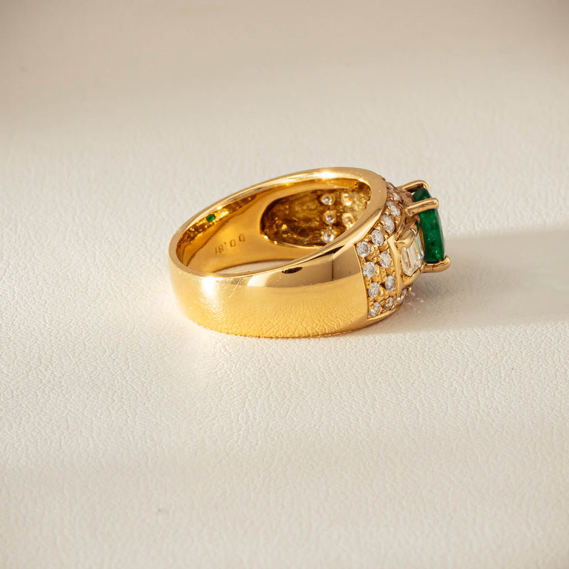 Deja Vu 18ct Yellow Gold .87ct Emerald & Diamond Ring - Ring - Walker & Hall