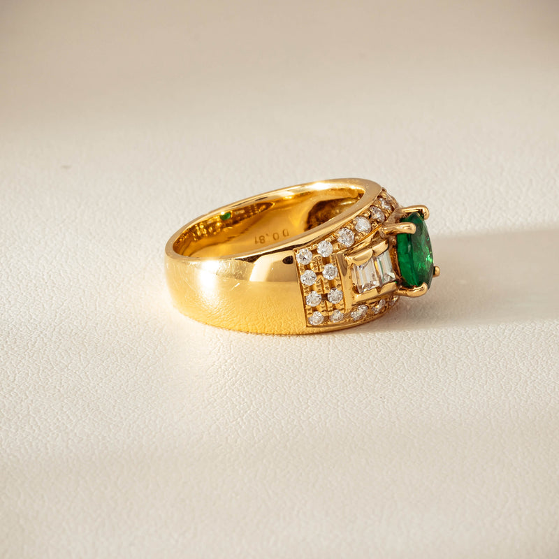 Deja Vu 18ct Yellow Gold .87ct Emerald & Diamond Ring - Ring - Walker & Hall