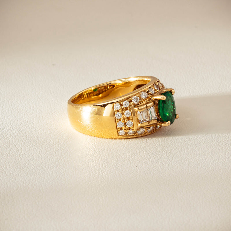 Deja Vu 18ct Yellow Gold .87ct Emerald & Diamond Ring - Ring - Walker & Hall