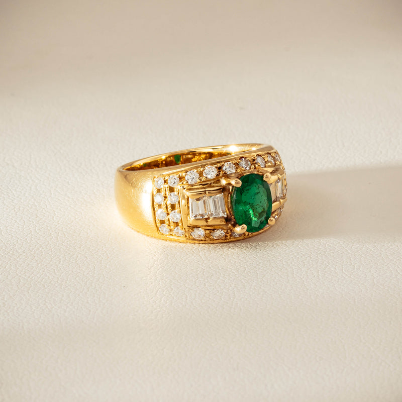 Deja Vu 18ct Yellow Gold .87ct Emerald & Diamond Ring - Ring - Walker & Hall
