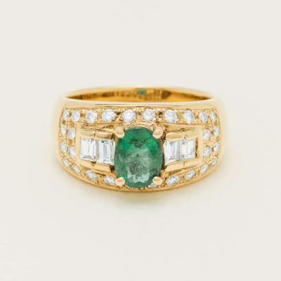Deja Vu 18ct Yellow Gold .87ct Emerald & Diamond Ring - Ring - Walker & Hall