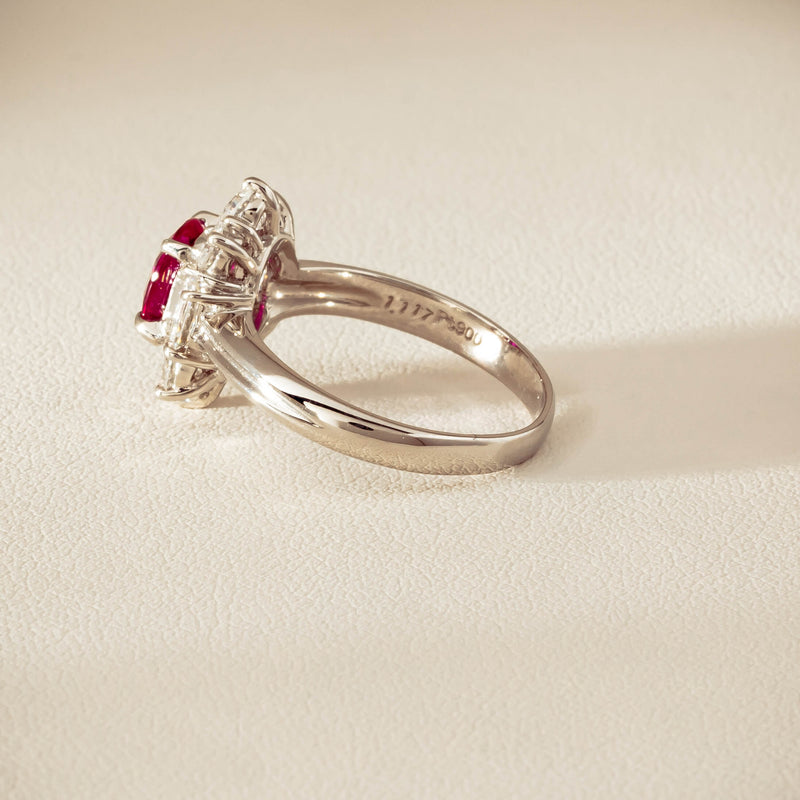 Deja Vu Platinum 1.11ct Ruby & Diamond Cluster Ring - Ring - Walker & Hall