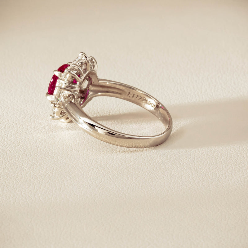 Deja Vu Platinum 1.11ct Ruby & Diamond Cluster Ring - Ring - Walker & Hall