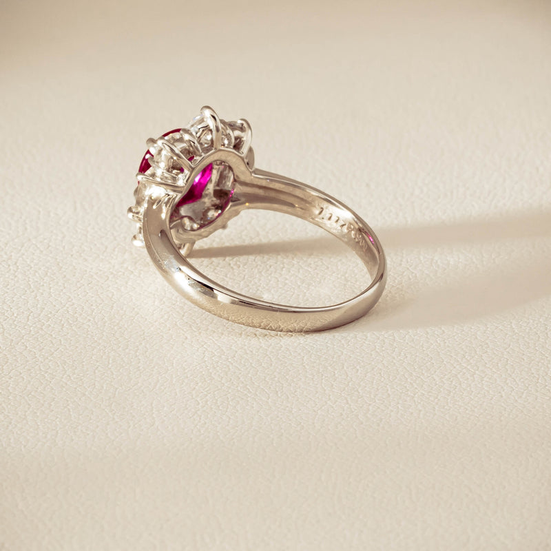 Deja Vu Platinum 1.11ct Ruby & Diamond Cluster Ring - Ring - Walker & Hall