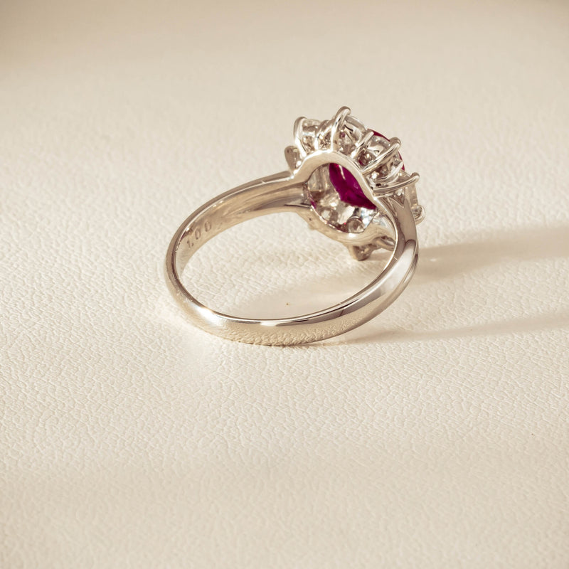 Deja Vu Platinum 1.11ct Ruby & Diamond Cluster Ring - Ring - Walker & Hall