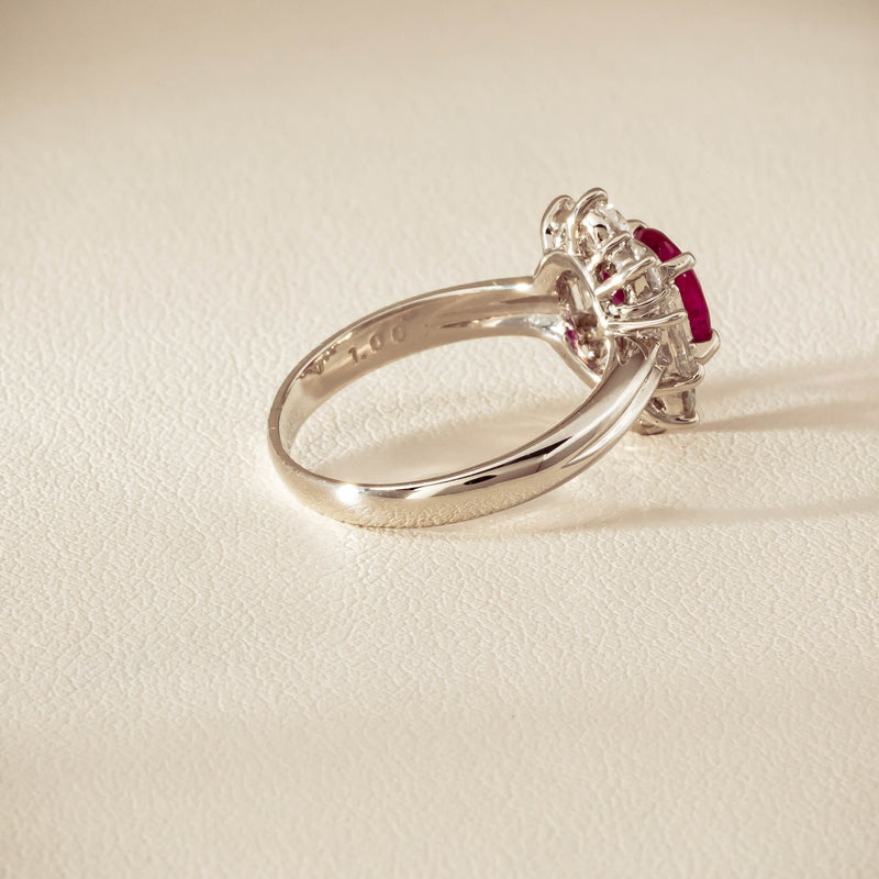 Deja Vu Platinum 1.11ct Ruby & Diamond Cluster Ring - Ring - Walker & Hall