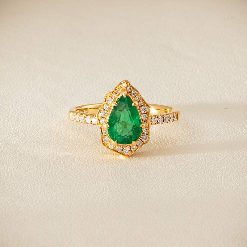 Deja Vu 18ct Yellow Gold 1.22ct Emerald & Diamond Ring - Ring - Walker & Hall