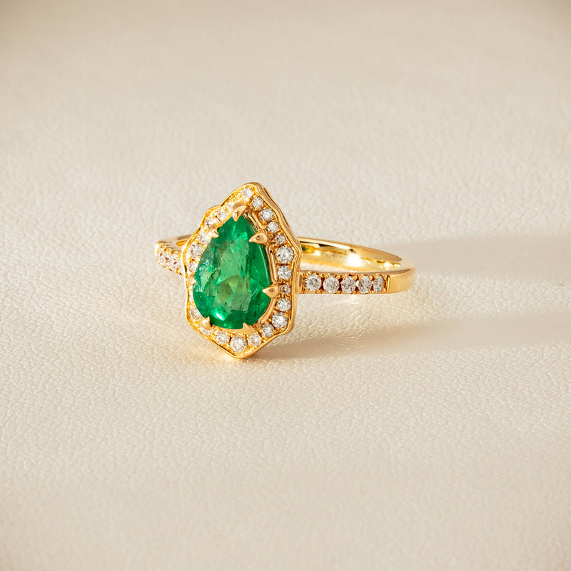 Deja Vu 18ct Yellow Gold 1.22ct Emerald & Diamond Ring - Ring - Walker & Hall