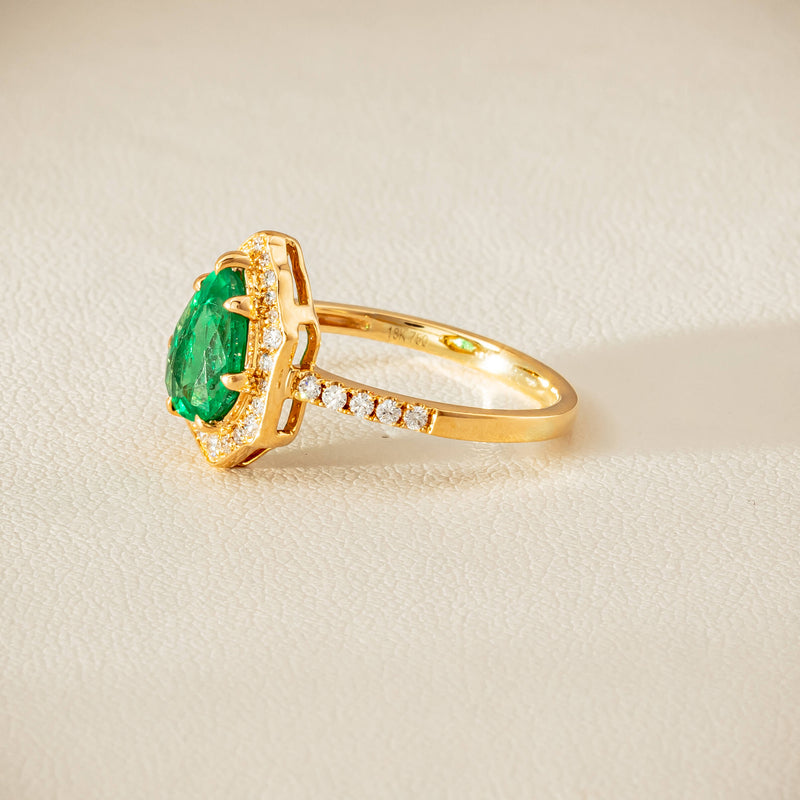 Deja Vu 18ct Yellow Gold 1.22ct Emerald & Diamond Ring - Ring - Walker & Hall