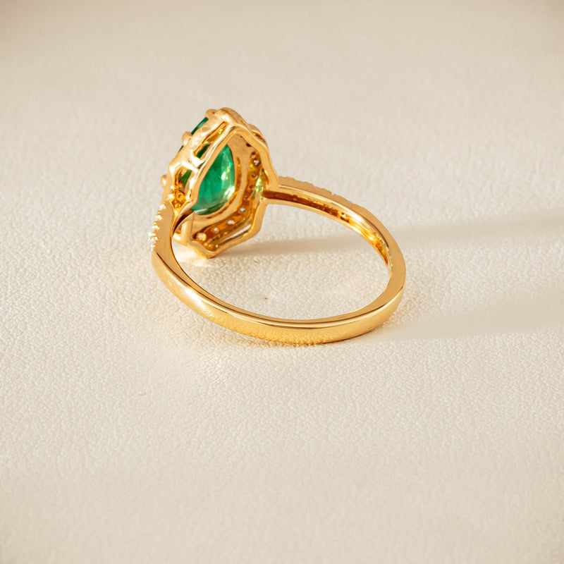 Deja Vu 18ct Yellow Gold 1.22ct Emerald & Diamond Ring - Ring - Walker & Hall