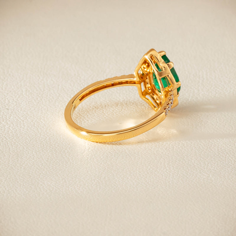 Deja Vu 18ct Yellow Gold 1.22ct Emerald & Diamond Ring - Ring - Walker & Hall