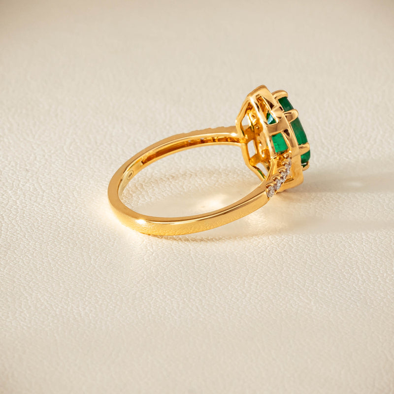Deja Vu 18ct Yellow Gold 1.22ct Emerald & Diamond Ring - Ring - Walker & Hall