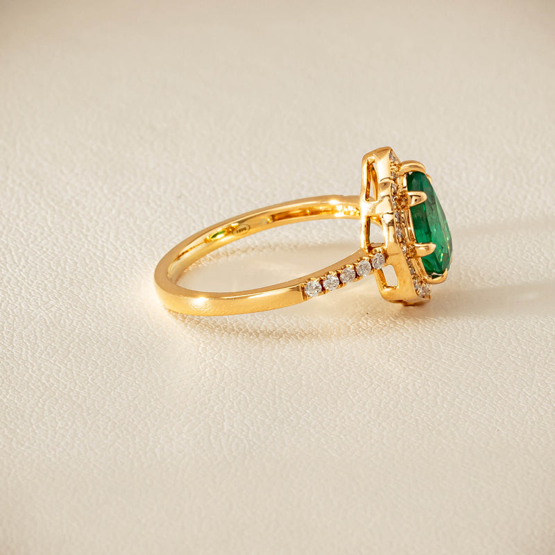 Deja Vu 18ct Yellow Gold 1.22ct Emerald & Diamond Ring - Ring - Walker & Hall