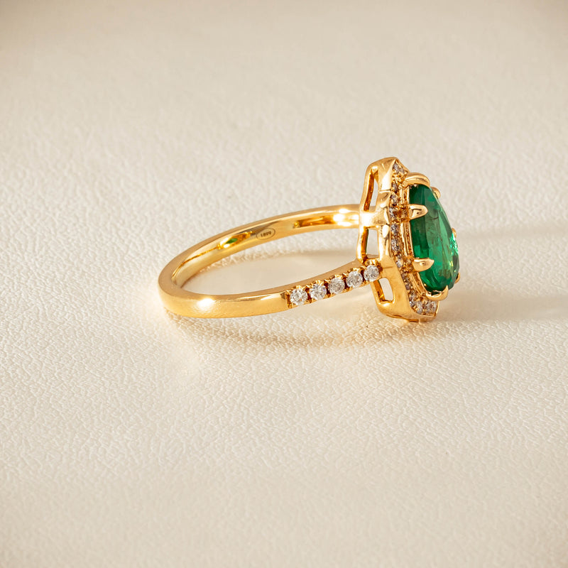 Deja Vu 18ct Yellow Gold 1.22ct Emerald & Diamond Ring - Ring - Walker & Hall