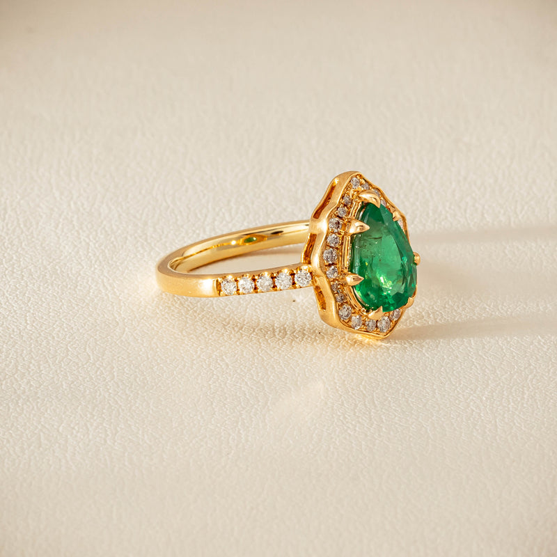 Deja Vu 18ct Yellow Gold 1.22ct Emerald & Diamond Ring - Ring - Walker & Hall