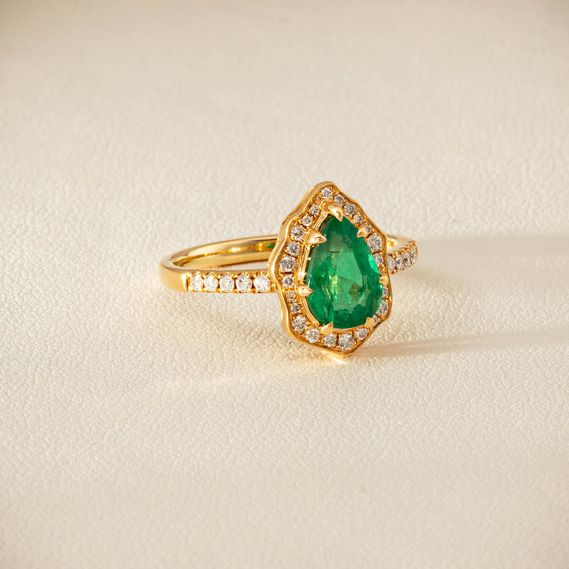 Deja Vu 18ct Yellow Gold 1.22ct Emerald & Diamond Ring - Ring - Walker & Hall