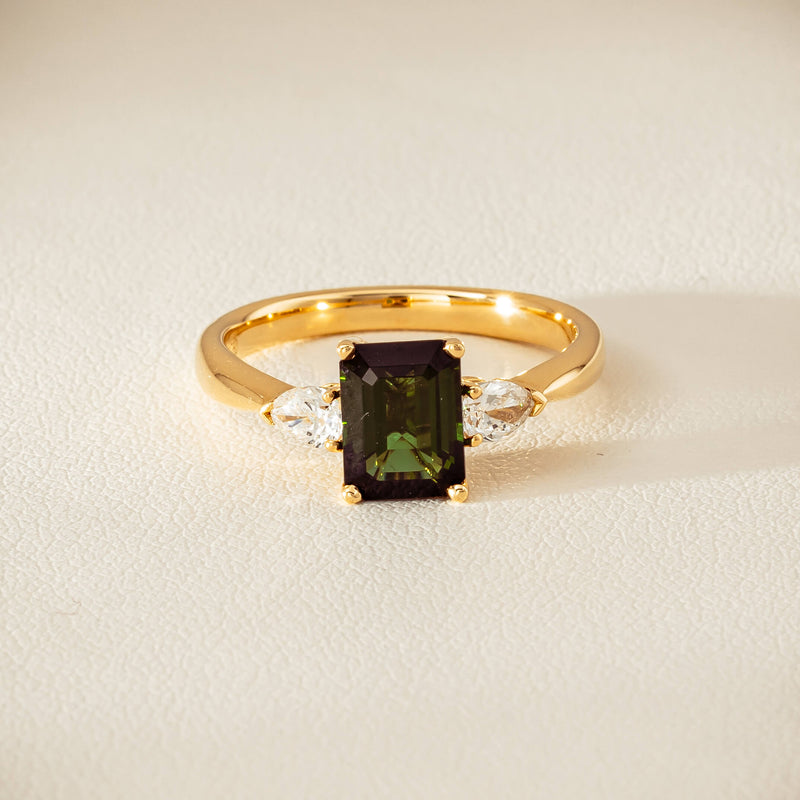 18ct Yellow Gold 1.43ct Green Tourmaline & Diamond Ayla Ring - Ring - Walker & Hall