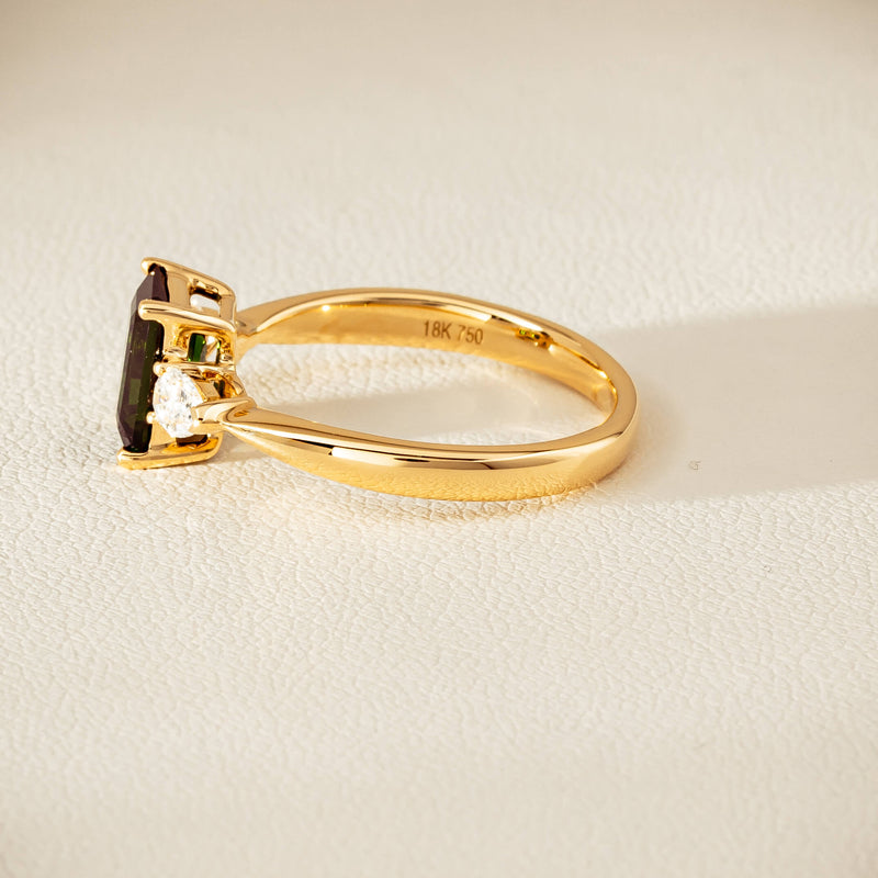 18ct Yellow Gold 1.43ct Green Tourmaline & Diamond Ayla Ring - Ring - Walker & Hall